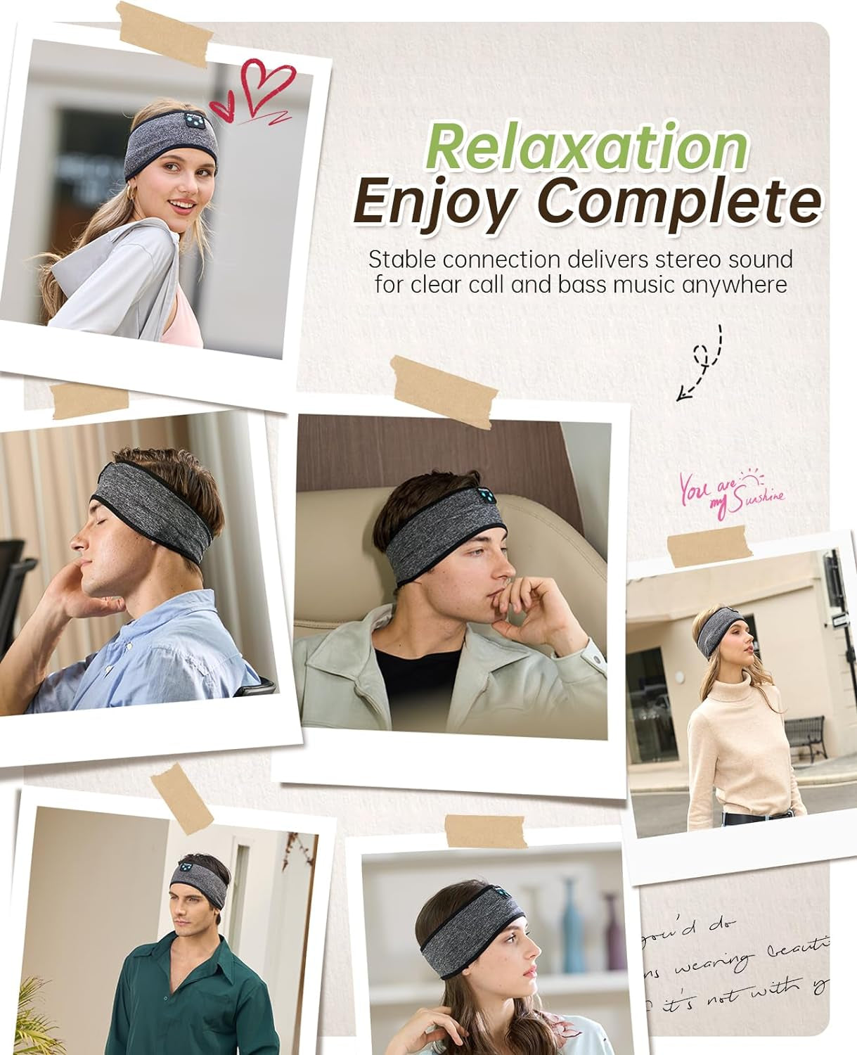 Bluetooth Sleep Headphones Headband - Soft Elastic Comfortable Headband, Gifts for Men, Women, Teenagers